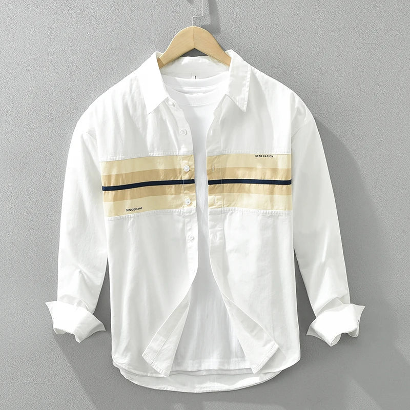 Herrskjorta Lapptäcksstil Relaxed Cotton