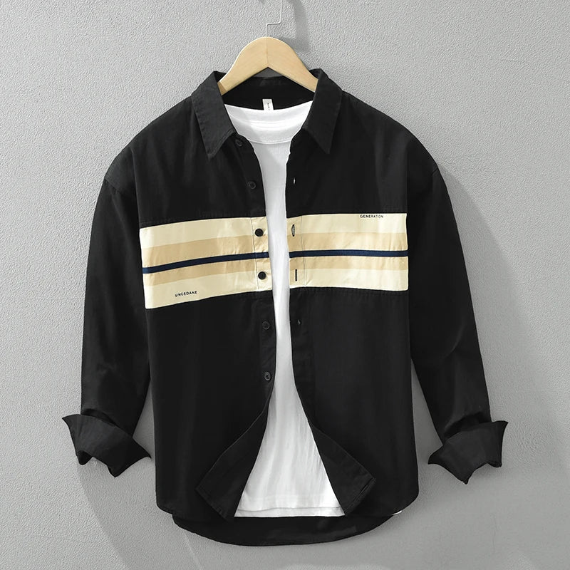 Herrskjorta Lapptäcksstil Relaxed Cotton