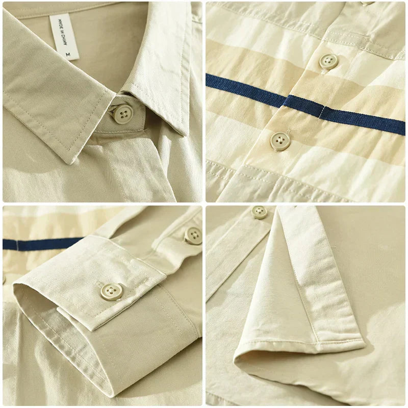 Herrskjorta Lapptäcksstil Relaxed Cotton
