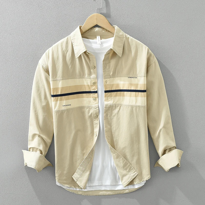 Herrskjorta Lapptäcksstil Relaxed Cotton