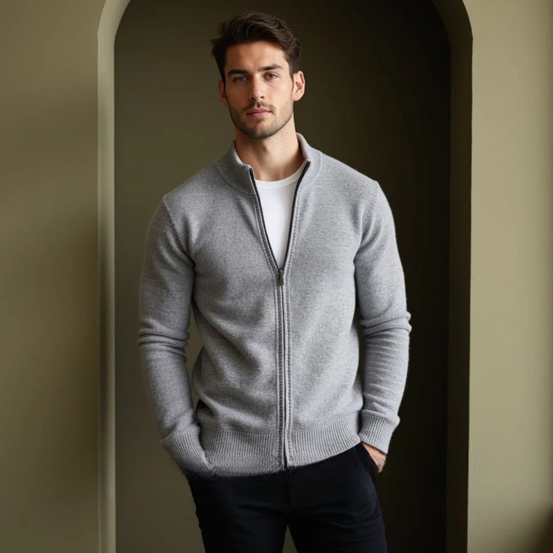 NOEL | Zip-Cardigan i Äkta Merinoull för Herr