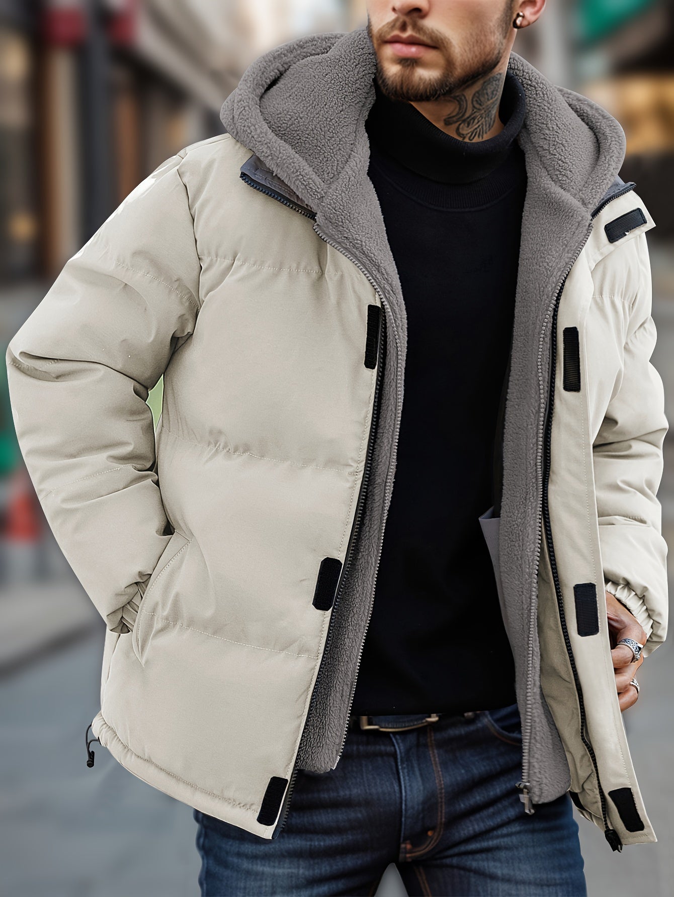 Elias | Hoodad puffer vinterjacka med dragkedja