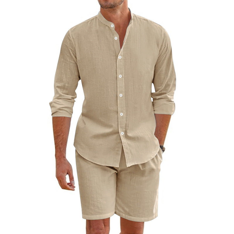Mäns blandning Tvådelad Uppsättning med Skjorta och Shorts