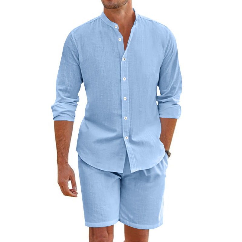 Mäns blandning Tvådelad Uppsättning med Skjorta och Shorts