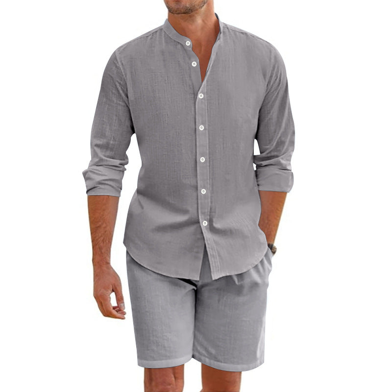 Mäns blandning Tvådelad Uppsättning med Skjorta och Shorts