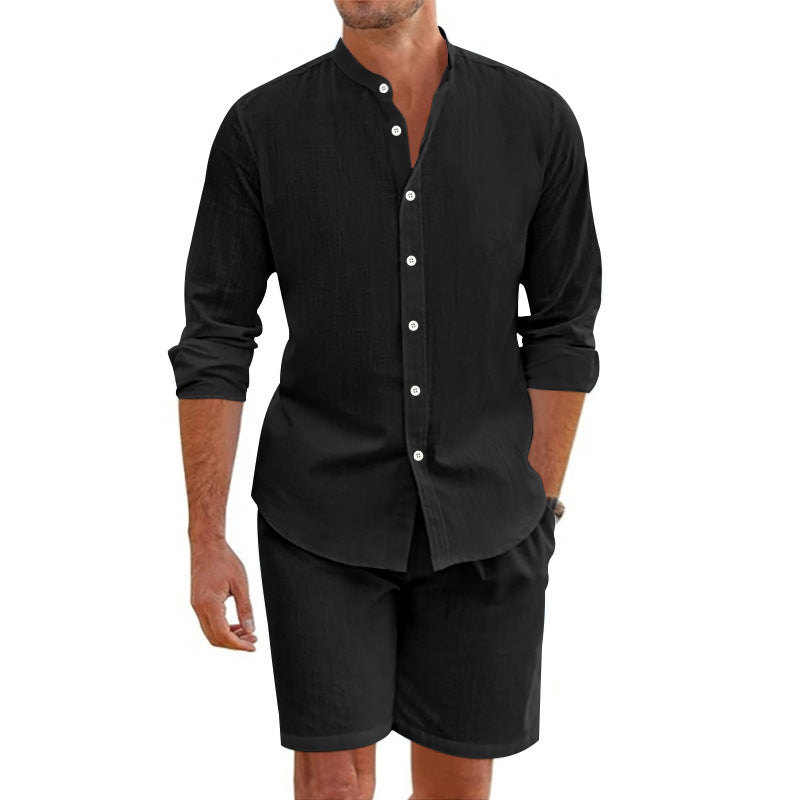 Mäns blandning Tvådelad Uppsättning med Skjorta och Shorts