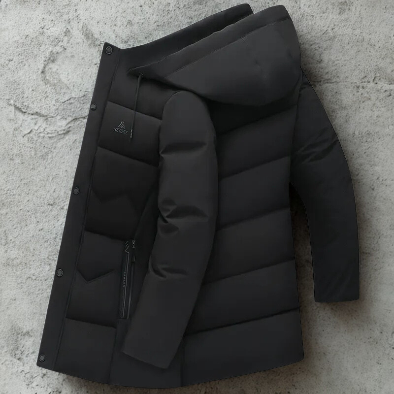 Herrjacka med huva – Vadderad – Plushy foder – Quiltad – Med dragkedjefickor