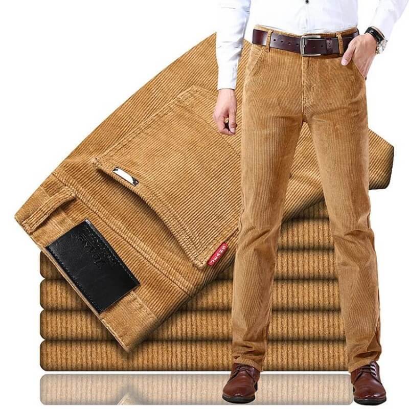Herrbyxor Corduroy Klassisk Stil Bomullsblandning