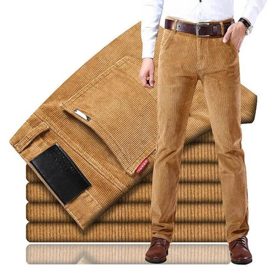 Herrbyxor Corduroy Klassisk Stil Bomullsblandning