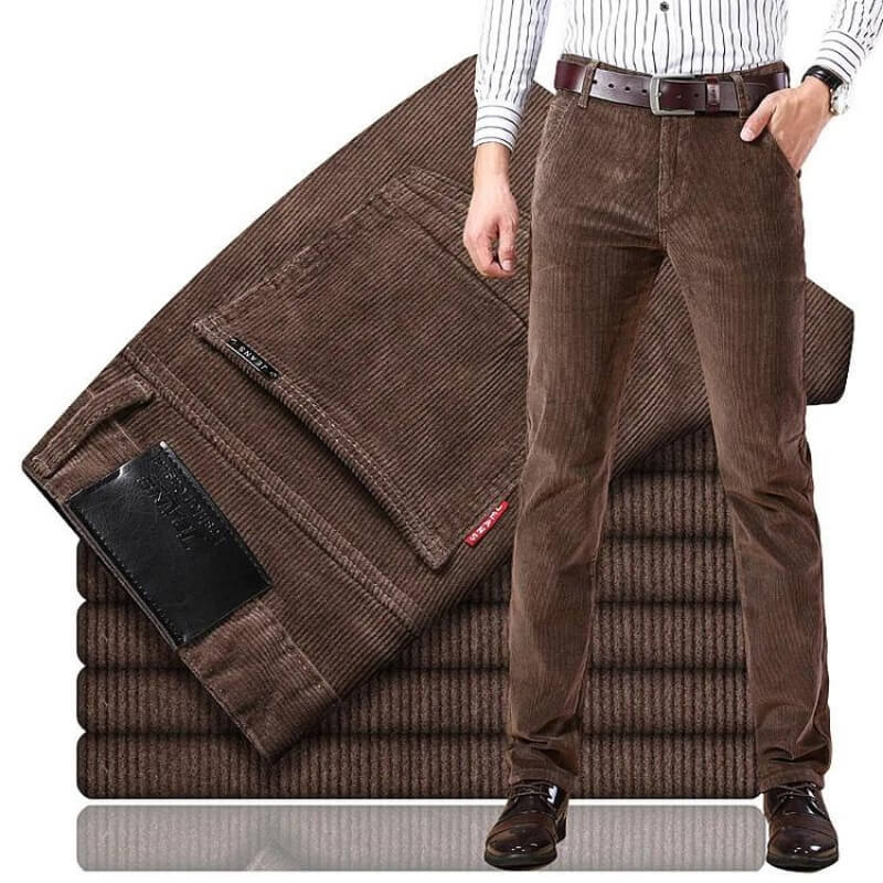 Herrbyxor Corduroy Klassisk Stil Bomullsblandning