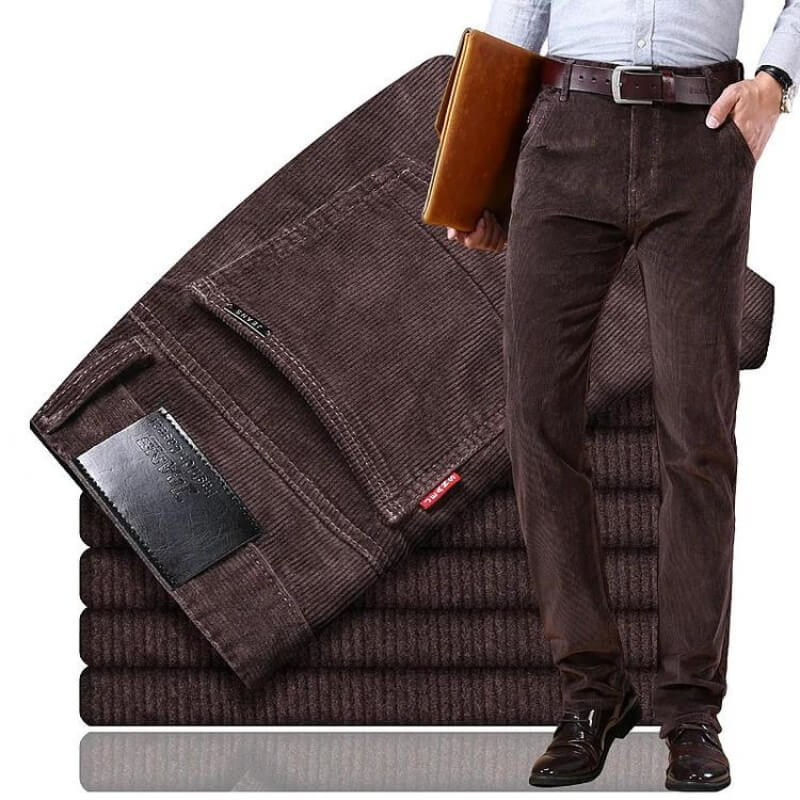 Herrbyxor Corduroy Klassisk Stil Bomullsblandning