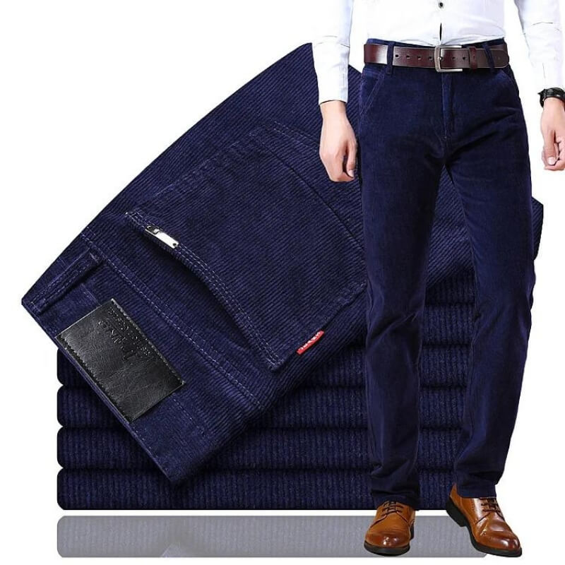 Herrbyxor Corduroy Klassisk Stil Bomullsblandning