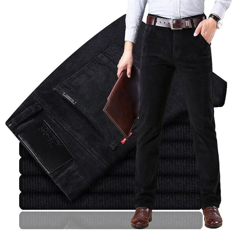Herrbyxor Corduroy Klassisk Stil Bomullsblandning