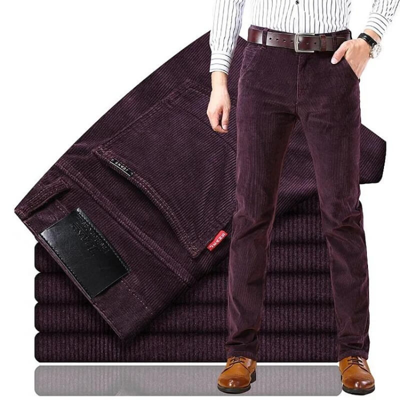 Herrbyxor Corduroy Klassisk Stil Bomullsblandning