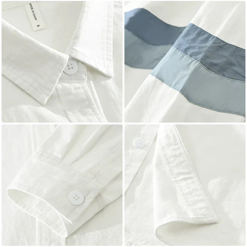 Herrskjorta Patchwork Casual Fit Bomull
