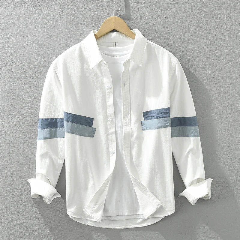 Herrskjorta Patchwork Casual Fit Bomull