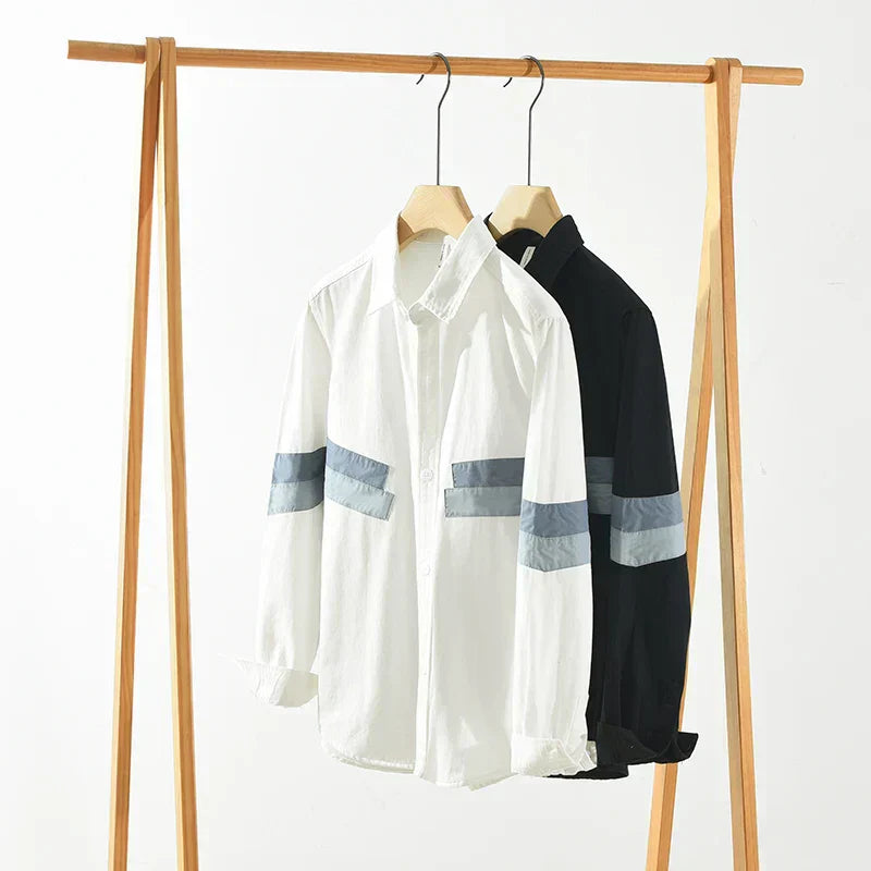 Herrskjorta Patchwork Casual Fit Bomull
