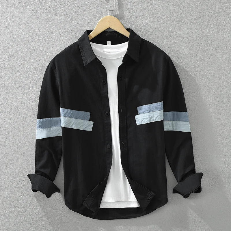 Herrskjorta Patchwork Casual Fit Bomull