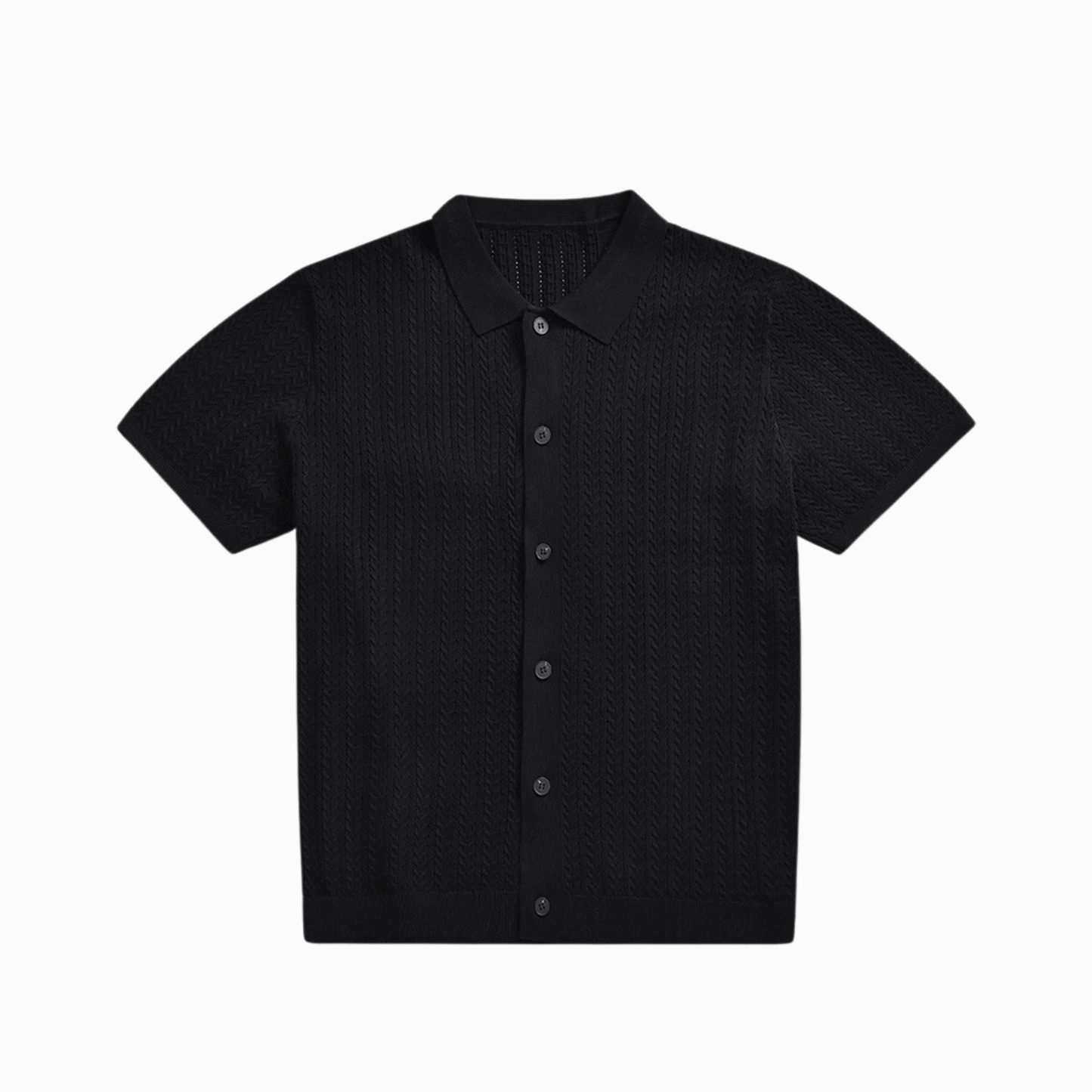 KNITTED POLO SHIRT - Black