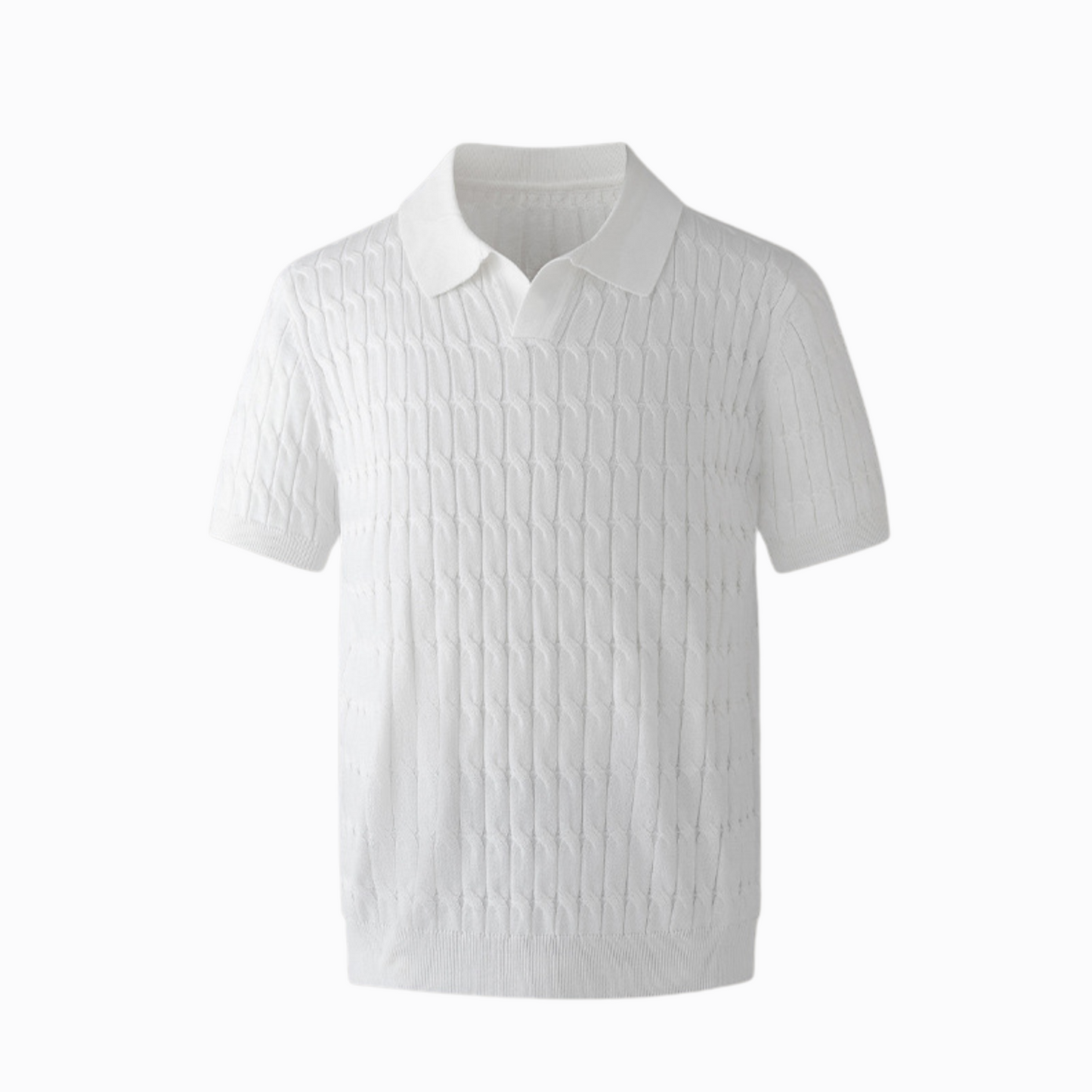 RIBBED POLO - White