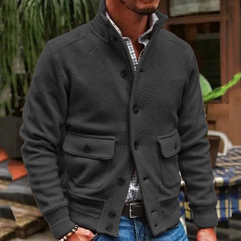 Herrjacka – Slim Fit – Hög Krage – Knappstängning – Flappfickor – Vardagsstil