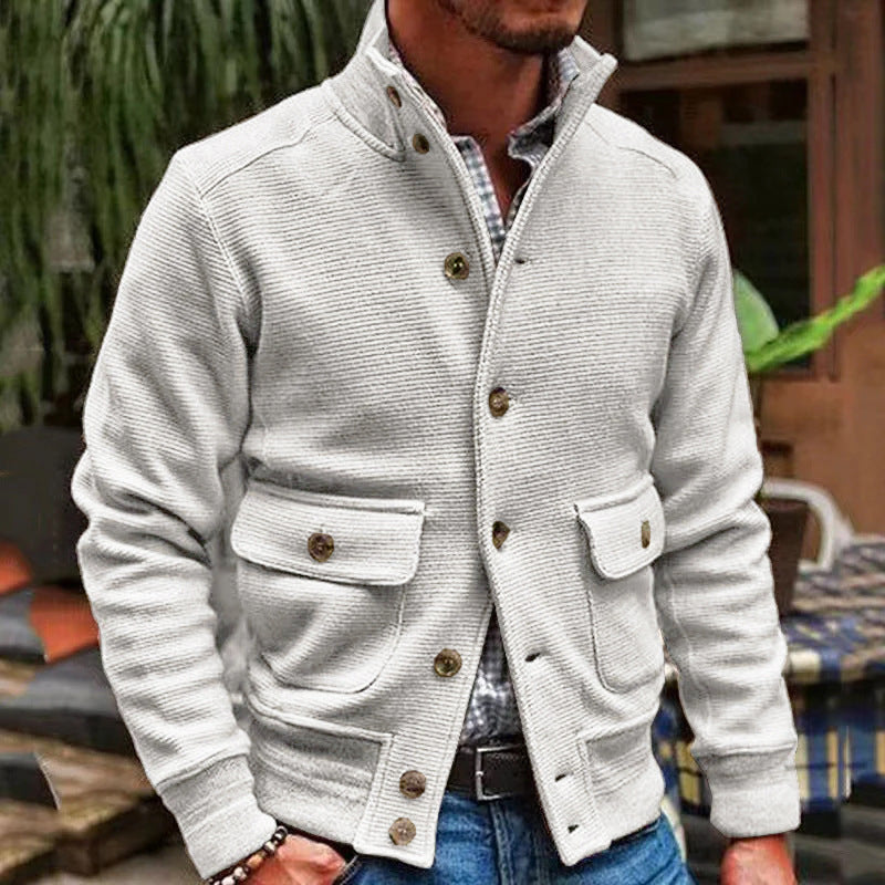 Herrjacka – Slim Fit – Hög Krage – Knappstängning – Flappfickor – Vardagsstil