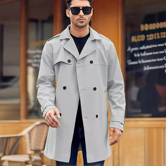 Herr Trenchcoat – Regular Fit – Dubbla Knäppningar – Epåletter – Justerbara Ärmremmar