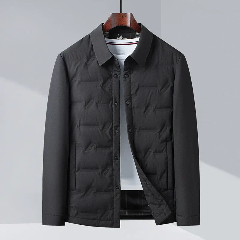Herrjacka – Slim Fit – Lätt Dunfodrad – Knäppning – Affärsledig Stil