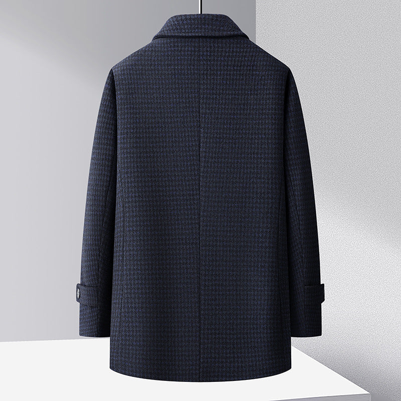 Herrrock – Ull – Regular Fit – Mellanlängd – Houndstooth – Enkelknäppt – Manschettknappar