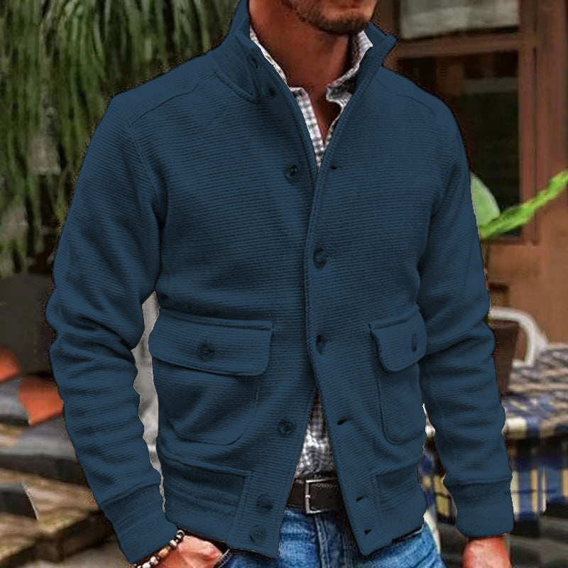 Herrjacka – Slim Fit – Hög Krage – Knappstängning – Flappfickor – Vardagsstil