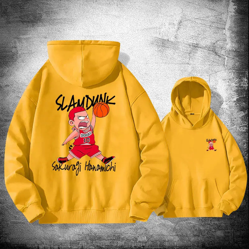 Oversized herrhoodie med anime-design