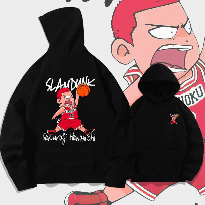 Oversized herrhoodie med anime-design