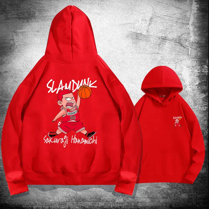 Oversized herrhoodie med anime-design