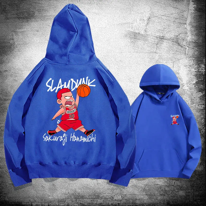 Oversized herrhoodie med anime-design