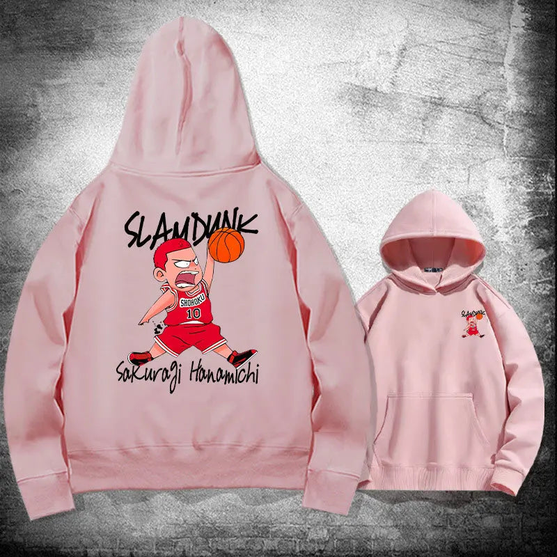 Oversized herrhoodie med anime-design