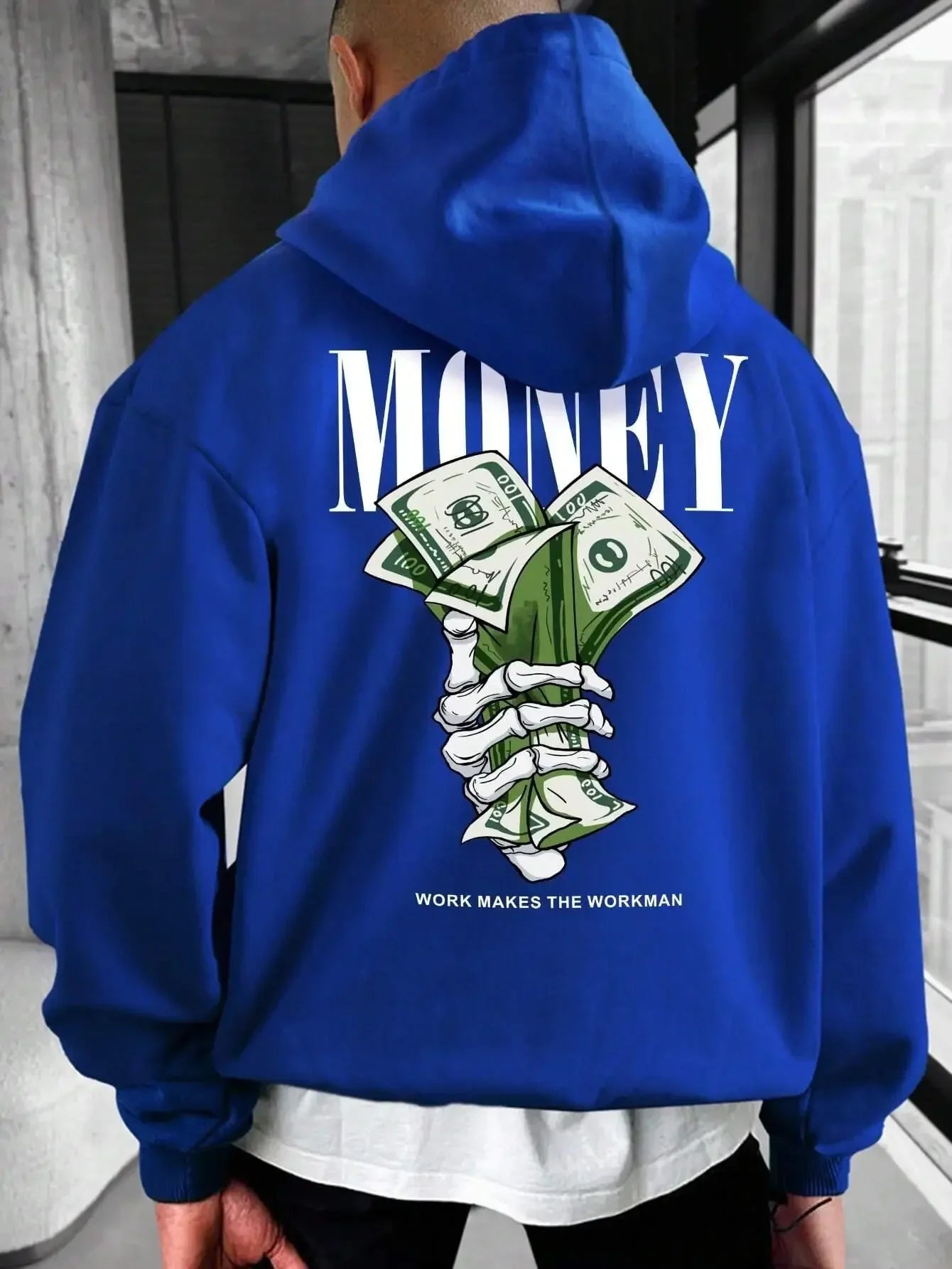 Herrarnas hoodie med Street Money-tryck