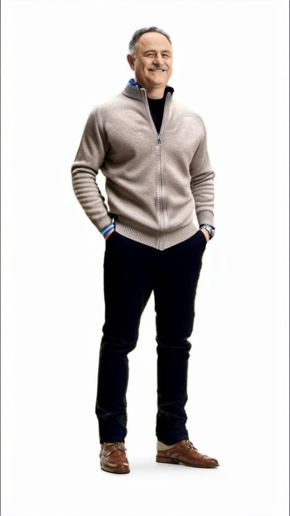 NOEL | Zip-Cardigan i Äkta Merinoull för Herr