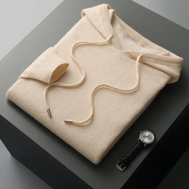 Hoodie i avslappnad ullblandning