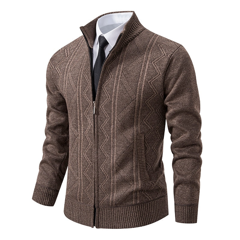 Elegant Zip-up Mönstrad Tröja för Herr | Perfekt för Höst/Vinter