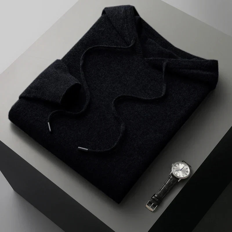 Hoodie i avslappnad ullblandning