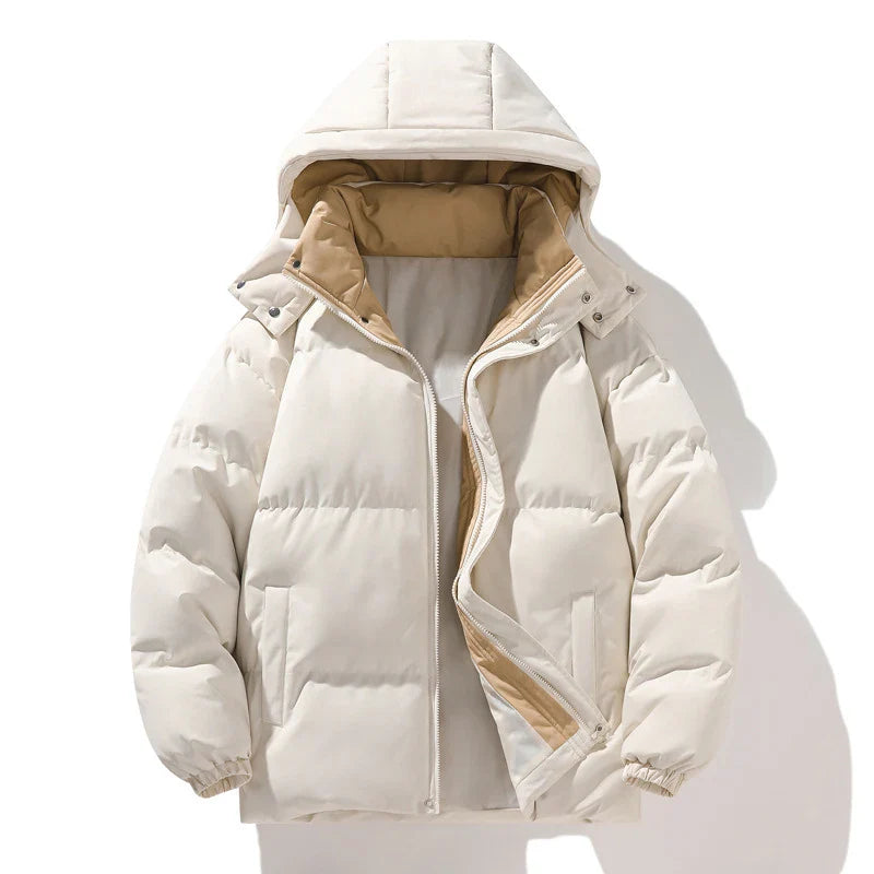 Herr vinterjacka – Varm dunpadded parkas med huva och dragkedja