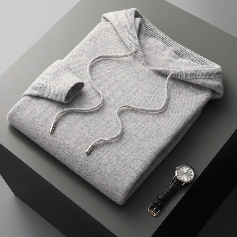 Hoodie i avslappnad ullblandning