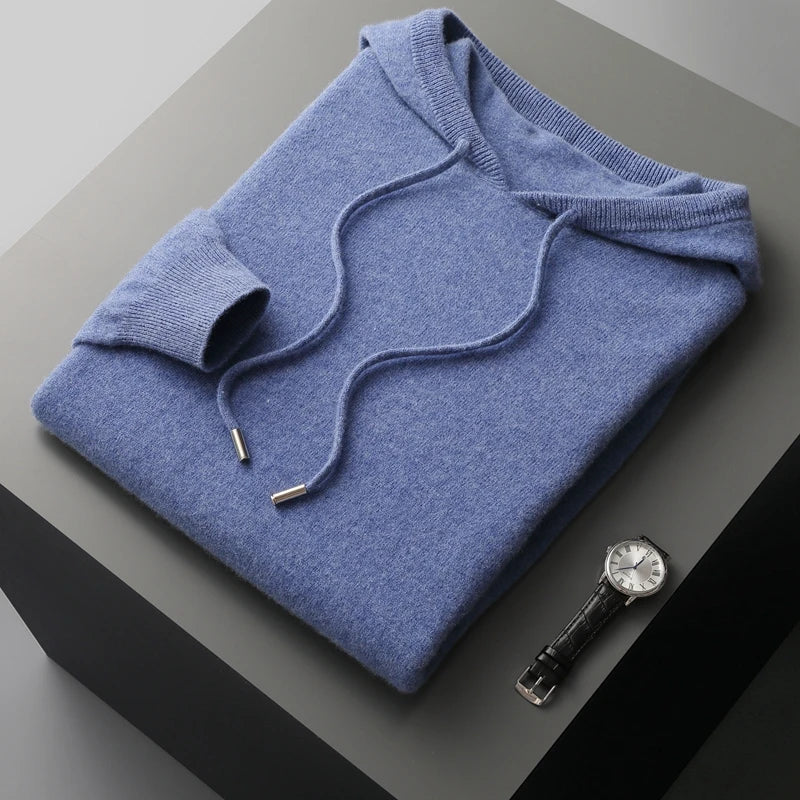 Hoodie i avslappnad ullblandning