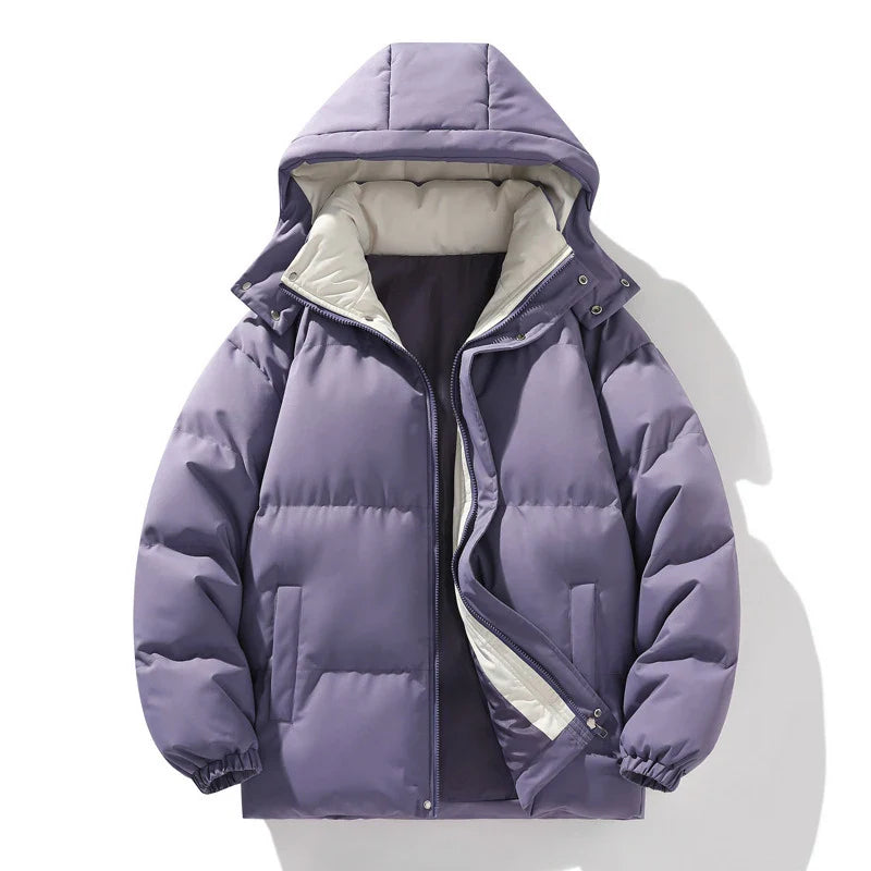Herr vinterjacka – Varm dunpadded parkas med huva och dragkedja