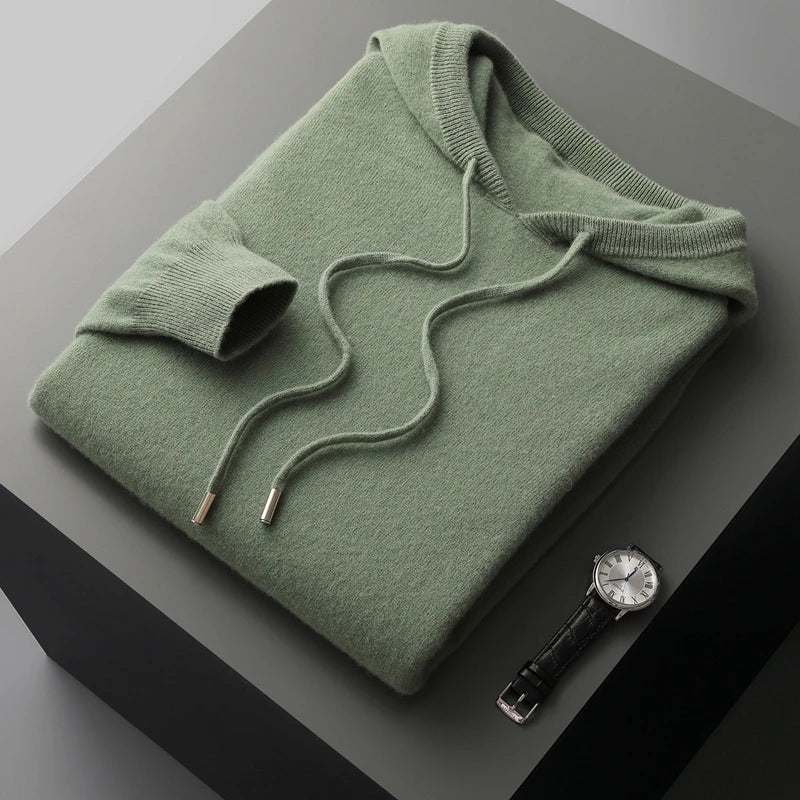 Hoodie i avslappnad ullblandning
