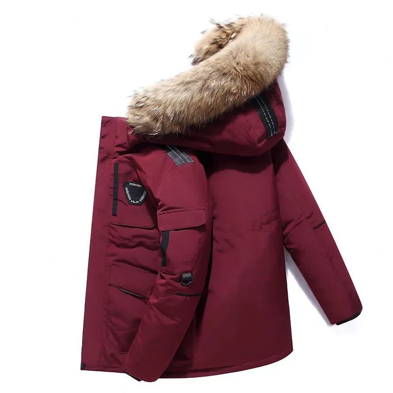 Herr vinterparkas med huva – Tjock, varm och vindtät jacka, ner till -30°, storlek upp till 6XL