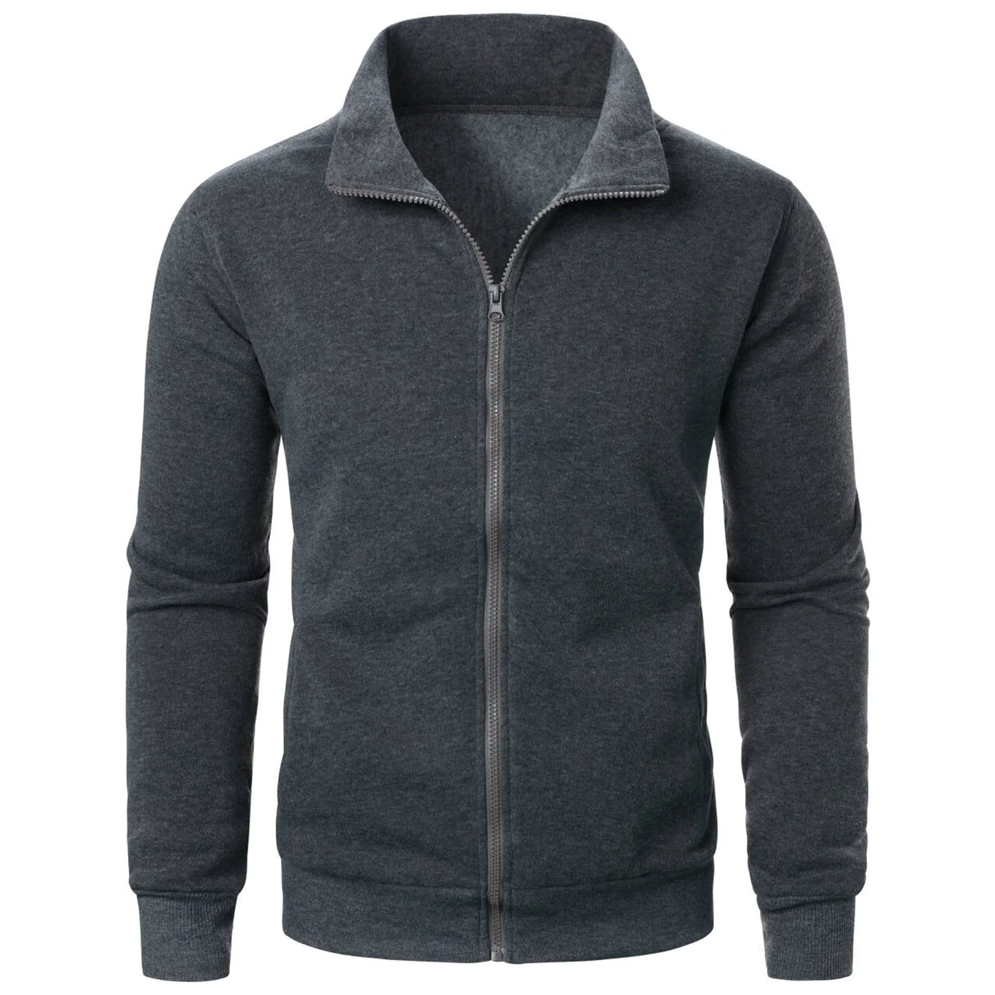 Sportig herrhoodie med ståkrage och dragkedja