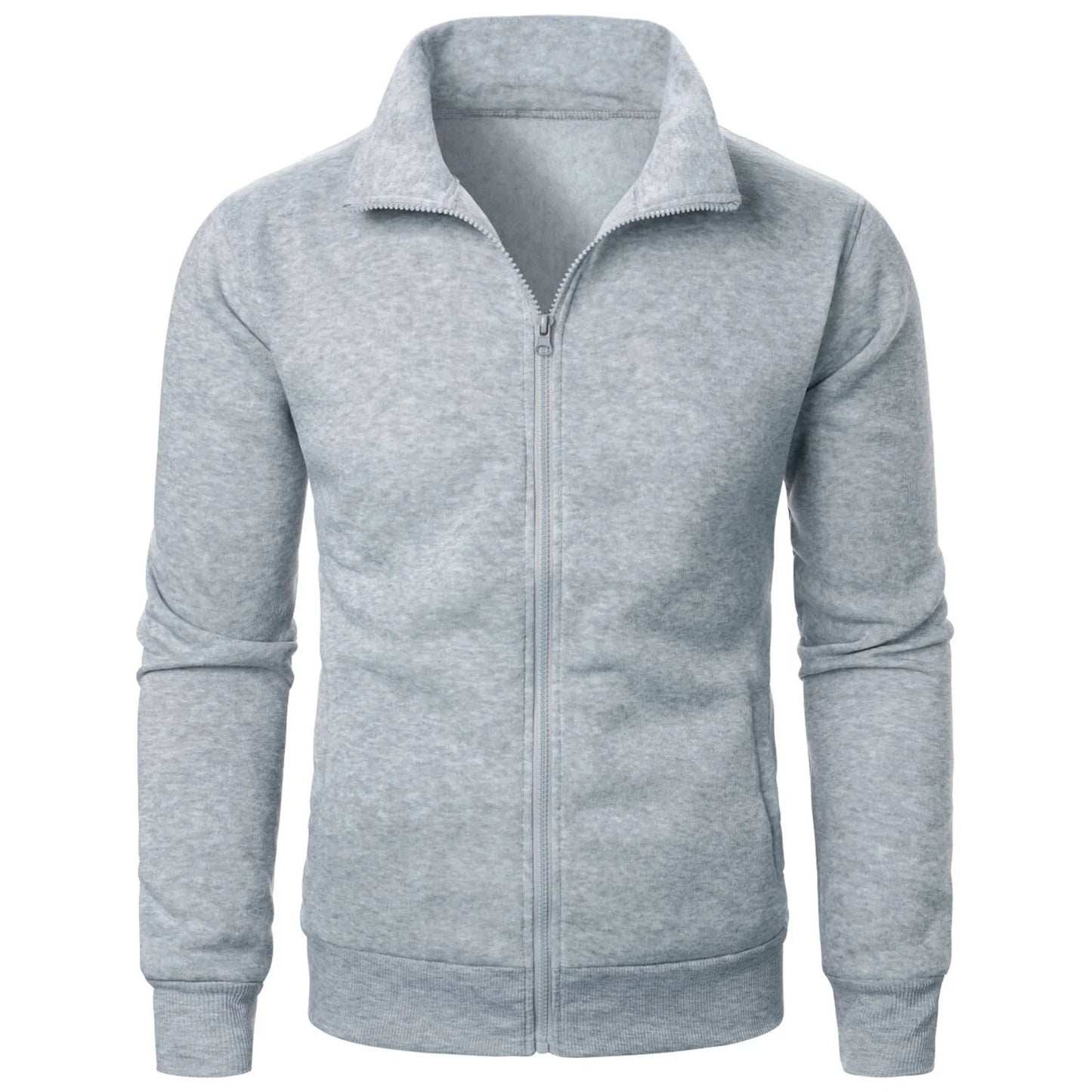 Sportig herrhoodie med ståkrage och dragkedja