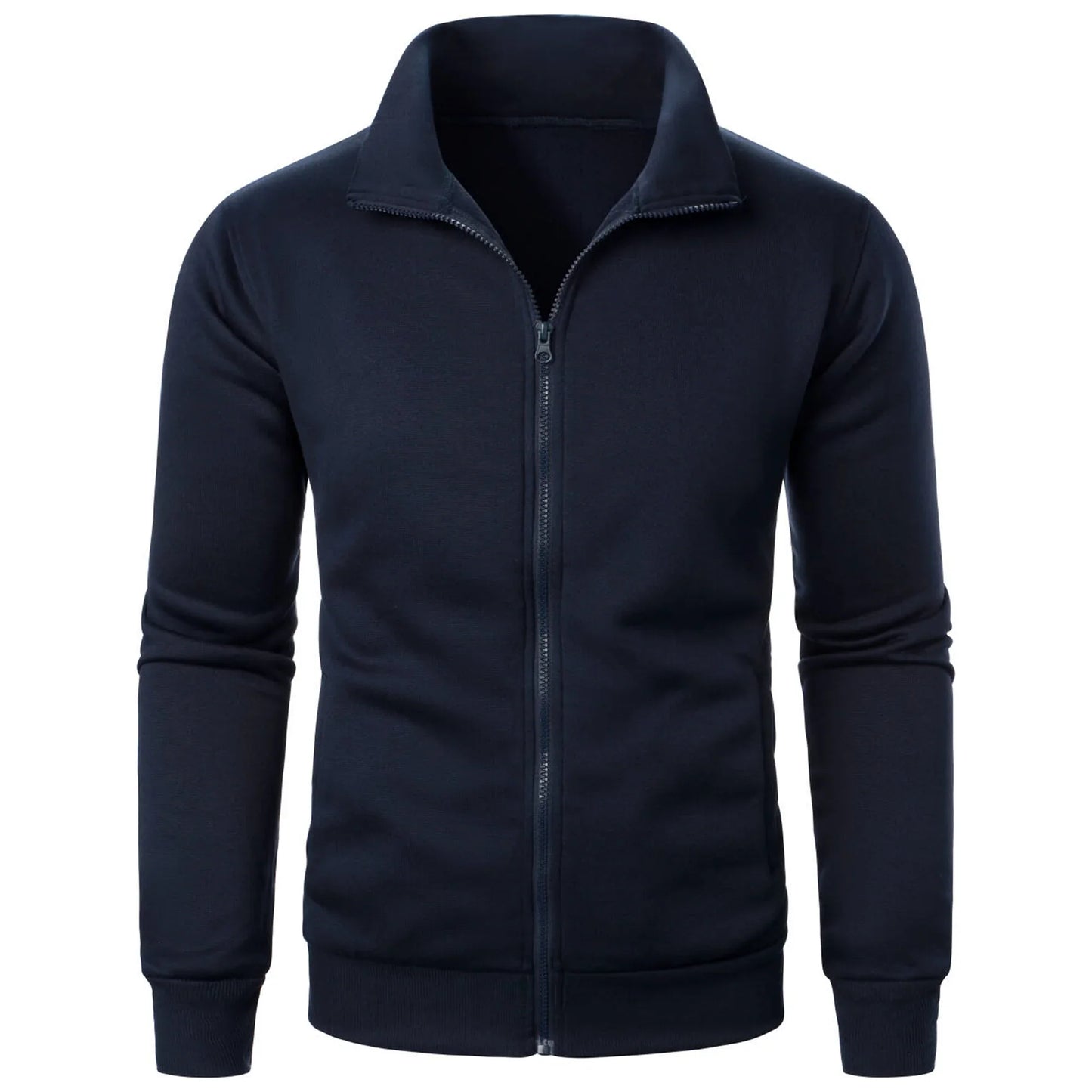 Sportig herrhoodie med ståkrage och dragkedja
