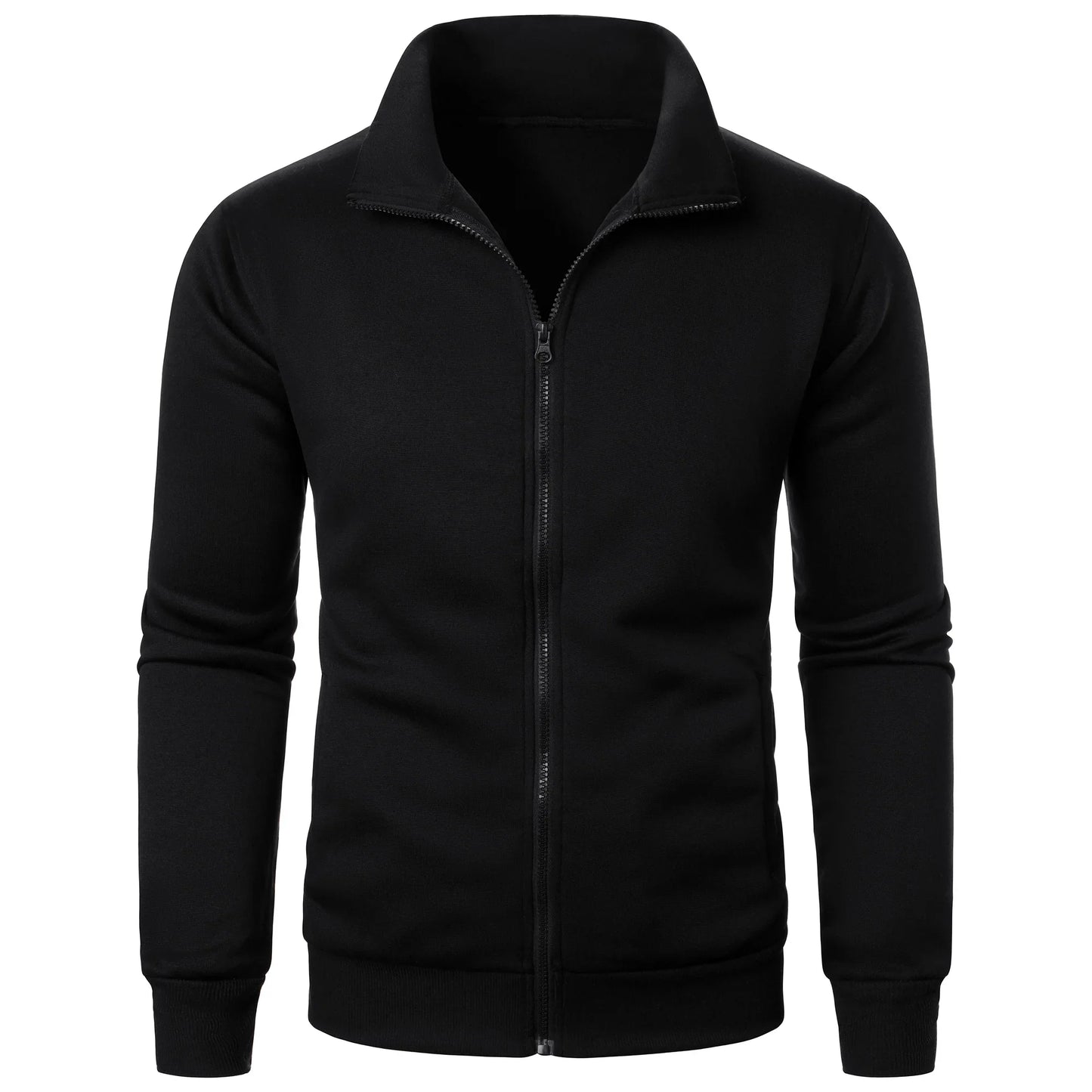 Sportig herrhoodie med ståkrage och dragkedja